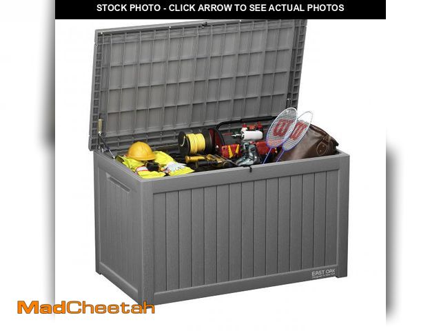 Lot 74-12130369 - EAST OAK Outdoor Storage Box, 230 Gallon Deck Box,Grey - Lockable, Waterproof, UV-Resistant Large St...