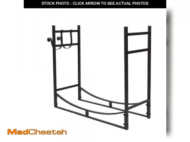 Lot 74-12517850 - Karl home 33 in. Heavy-Duty Firewood Rack with 2 Hooks - UNUSED