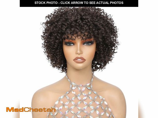 Lot 74-13632245 - YOKABOOM Short Curly Wig, Brown 4#, 3C curls, Wig with Bangs Beginner Friendly Glueless Synthetic Af...