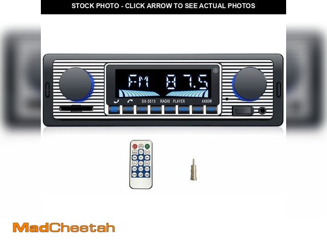 Lot 74-14476962 - iFreGo Single DIN Classic Car Radio Bluetooth Hands Free Calling &amp; Music Streaming, Retro Car St...