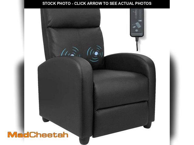 Lot 74-12746625 - LACOO Black Leather Standard (No Motion) Recliner - UNUSED