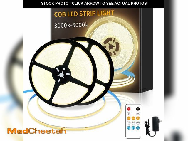 Lot 74-14274441 - Yeewhale COB LED Strip Lights 100ft,3000K DC 24V Dimmable Warm White Flexible LED Rope Lights for Be...