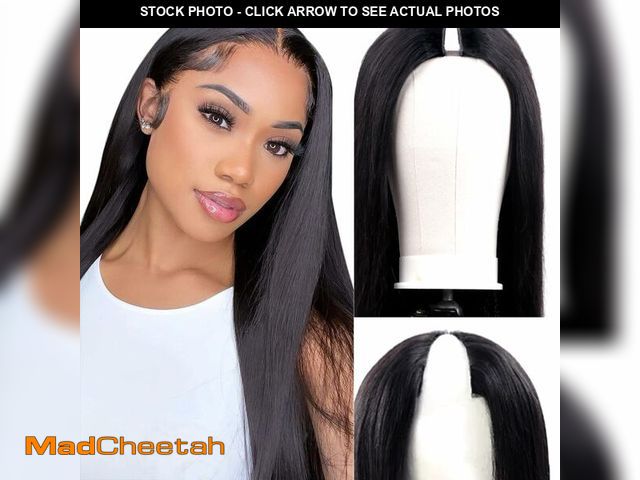 Lot 74-12599558 - 250% Density V Part Wig Human Hair with Drawstring Straight Brazilian Virgin Glueless Wig Human Hair...