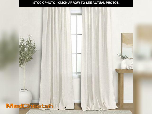 Lot 74-12455564 - KOUFALL Extra Long 108 Inch Curtains Drapes for Farmhouse Living Room,Linen Sheer Wide Curtain Set f...