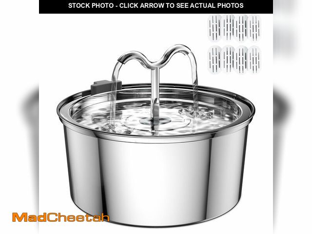 Lot 74-12875861 - DOOOB Cat Water Fountain, 3.2L/108OZ Stainless Steel Pet Water Dispenser Automatic Metal Dog Drinkin...