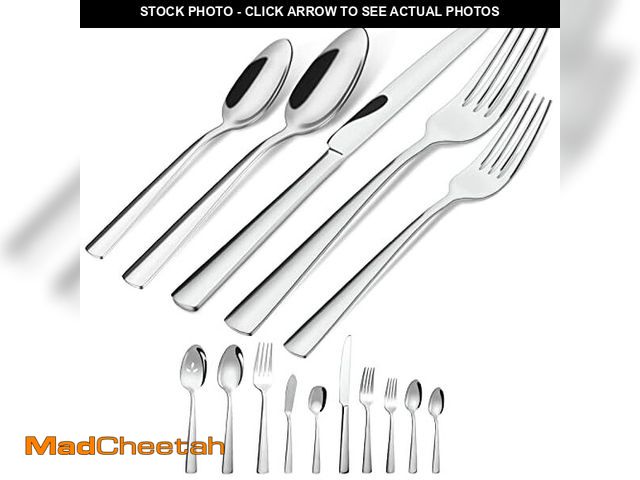 Lot 74-10821960 - 45-Piece Silverware Flatware Cutlery Set Service for 8, Durable Stainless Steel Tableware in Ergonom...