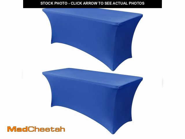 Lot 74-13546699 - Obstal 8Ft Stretch Spandex Table Cover for Standard Folding Tables - 2 Pack Universal Rectangular Fi...