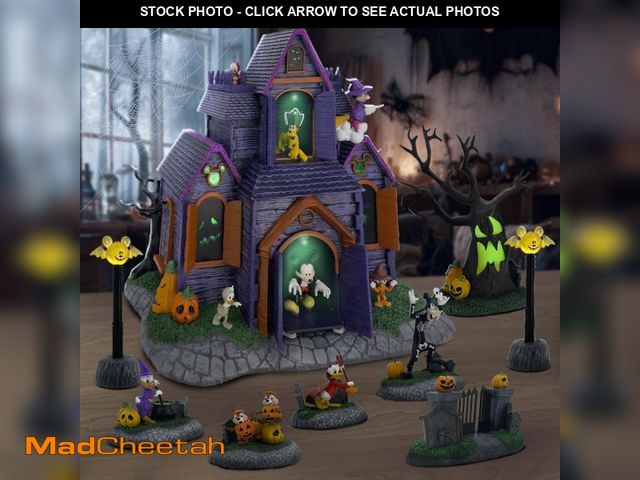 Lot 74-12423754 - (CASTLE IS BROKEN) Disney Pre-Lit Animated Halloween Village, 9 pc. - USED