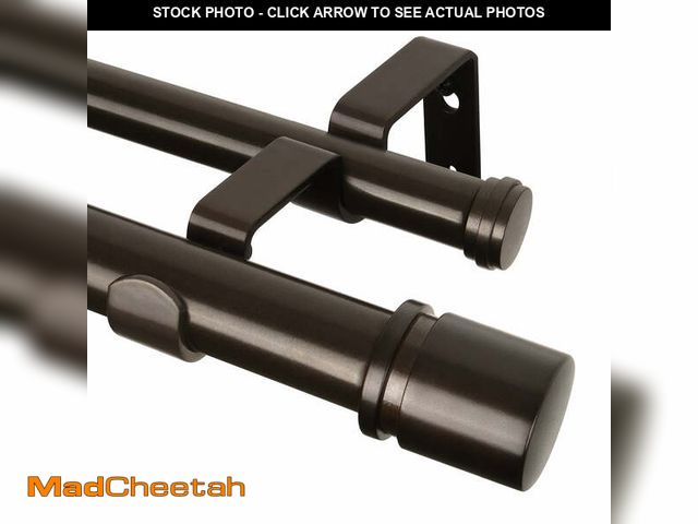 Lot 74-12679005 - KAMANINA 1" Telescoping Heavy Duty Double Curtain Rod Set with Cap Finials, 72 - 144", Bronze - UNUS...