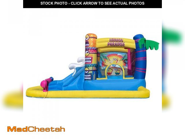 Lot 74-12388799 - Funormous Minions Bounce House with Slide, Indoor Outdoor Fun Tropical Inflatable Paradise, Backyard...