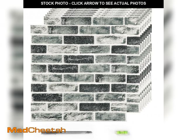 Lot 74-12521465 - Greymond Faux Brick Tile 3D Strip Wall Paneling, Self-Adhesive Artificial Stone Backsplash Waterproo...
