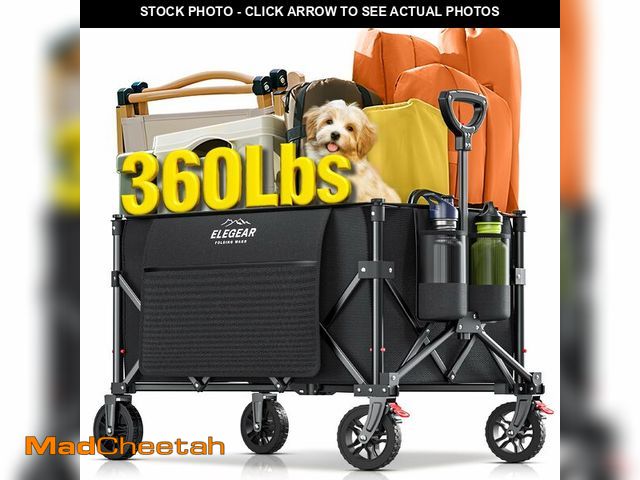 Lot 74-12602395 - Elegear Wagon Cart Foldable Collapsible 150L 360LBS - Heavy Duty Large Capacity Utility Beach Wagon ...