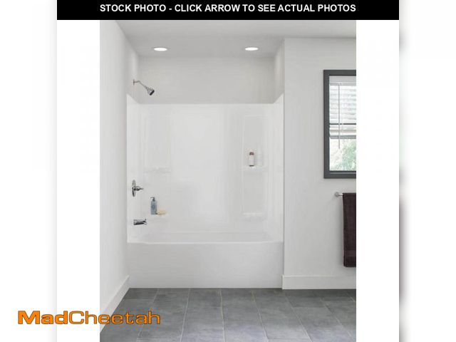 Lot 74-12409041 - Delta Pro-Series 60 in. W x 57 in. H Five Piece Glue Up Bathtub Surrounds in High Gloss White - UNUS...