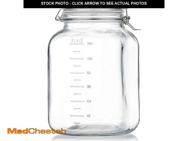 Lot 74-12711957 - Folinstall 1 Gallon Square Super Wide-Mouth Glass Jars with Airtight Lids, Glass Storage Jars with 2...