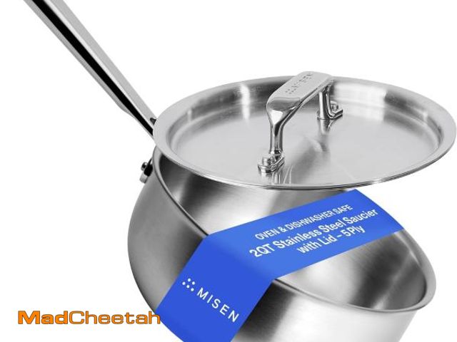 Lot 74-12329316 - Misen 5-Ply Stainless Steel Saucier with LidÃ¢â¬â Induction-Compatible Pan with Curved Sides for ...