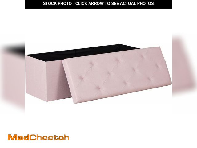 Lot 74-13733682 - DUMOS 43in Foldable Storage Ottoman Bench, Storage Chest, Large End of Bed Foot Rest Stool with Padd...