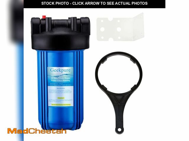 Lot 74-14208979 - Geekpure 10-Inch Whole House Water Filter Housing with Wrench and Bracket-4.5 x 10 Inch-3/4-Inch Por...