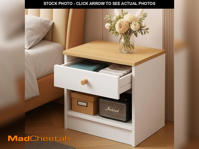 Lot 74-12486585 - (CORNERS ARE CHIPPIED) Dowellia Nightstand with Drawers for Bedroom, Small Beside Tabble Open Storag...