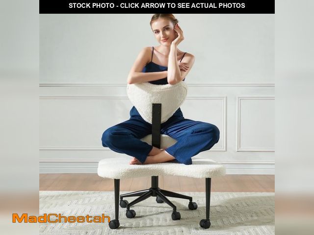 Lot 74-12493164 - Pinmoco Ergonomic Cross Legged Swivel Chair, Adjustable Height and Teddy Fabric, Meditation&amp; ADH...
