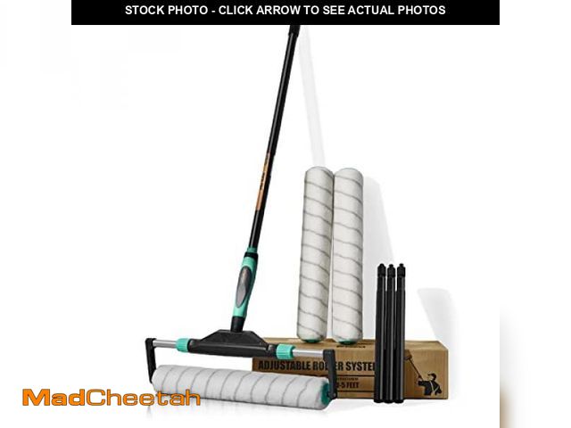 Lot 74-12322348 - 10pcs PinStone Large Paint Roller Kit, 12"-18" Adjustable Roller Frame, 1-5 Ft Steel Extension Pole,...