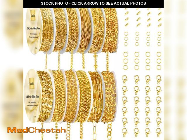 Lot 74-12305962 - Ecoofor Gold Necklace Chains for Jewelry Making, 95.1 Feet 12 Rolls Jewelry Chains for DIY Necklace ...