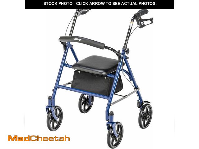 Lot 74-13041265 - Drive Medical 10257BL-1 4 Wheel Rollator Walker With Seat, Steel Rolling Walker, Height Adjustable, ...