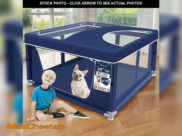 Lot 74-14274379 - XVISHX 42x42 Inch Puppy Playpen with Cover, Dog Playpen for Puppies or Small Dogs, Pet Fence for Ind...