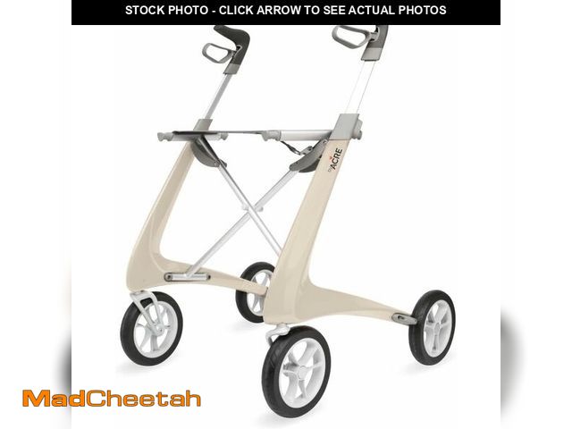 Lot 74-13010948 - byACRE Carbon Ultralight Rollator Walker with Organizer Bag, Wide Track, Oyster White - UNUSED