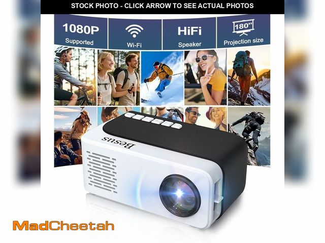 Lot 74-12975242 - Mini Projector, HD 1080P WiFi Video Projector, Portable Outdoor Projector with Tripod, Gift for Kids...