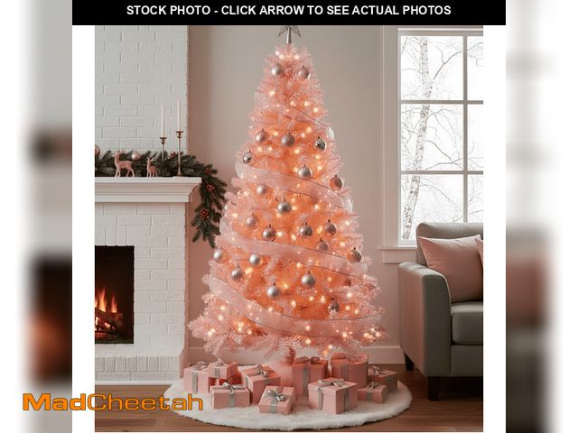 Lot 74-12765933 - BSHAPPLUS 6ft Pre-Lit Artificial Christmas Trees,Pink Xmas Tree with 1200 Branch Tips,500 Color Chan...