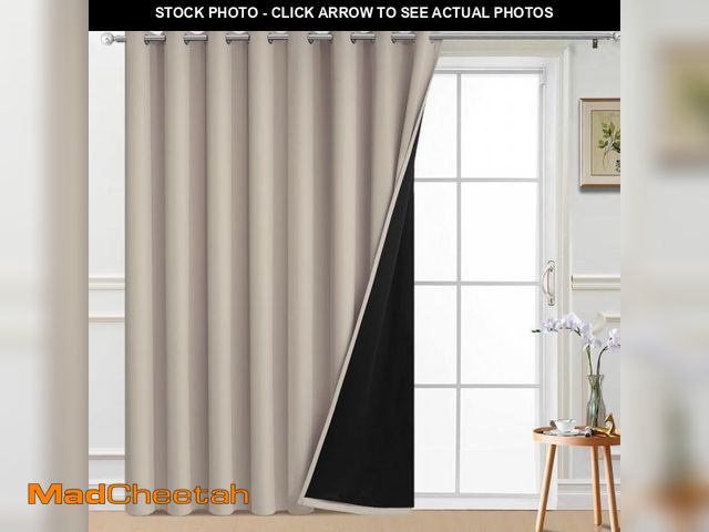 Lot 74-12315462 - Yakamok Total Blackout Extra Wide Patio Sliding Door Curtains, Grommet Thermal Insulated Blind Curta...