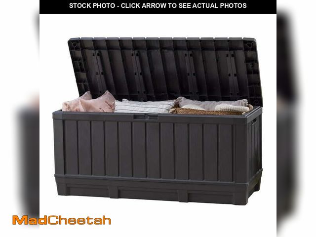 Lot 74-12832354 - Keter Kentwood 92 Gallon Resin Deck Box-Organization and Storage for Patio Furniture Outdoor Cushion...