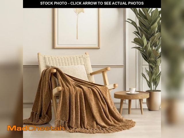 Lot 74-12114281 - EVERGRACE Soft Chenille Throw Blanket for Couch, Cozy Plush Fuzzy Decorative Chenille Knit Throw Bla...