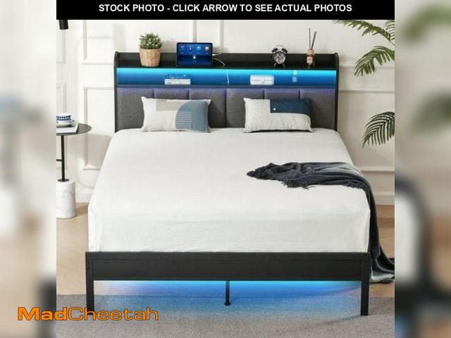 Lot 74-12197551 - Z-hom Full Bed Frame with LED Lights Headboard  Full Size Heavy Duty Metal Hybrid Bed Frame Bed Base...