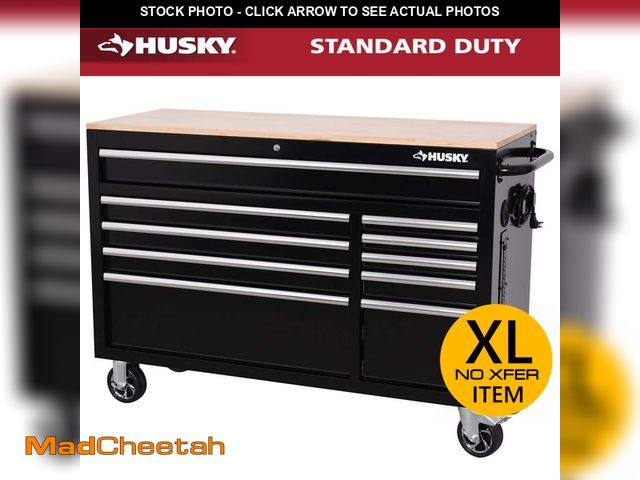 Lot 74-14343731 - (MISSING WHEELS,SIDE HANDLE) Husky Modular Tool Storage 52 in. W x 20 in. D Standard Duty Black Mobi...