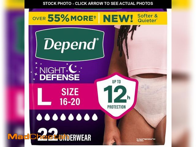 Lot 74-13949007 - Depend Night Defense Adult Diapers, Incontinence &amp; Postpartum Bladder Leak Underwear for Women, ...