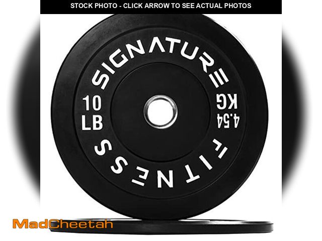 Lot 74-12665044 - Fitvids 2" Olympic Bumper Plate Weight Plates with Steel Hub, 10LB, Pair, Black, Updated - UNUSED