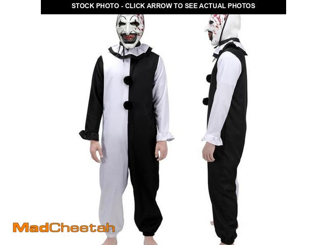 Lot 74-12387402 - Clown Cosplay Costume Jumpsuit Movie Outfit Black White Bodysuit Full Set Halloween With Mask(XL) - ...