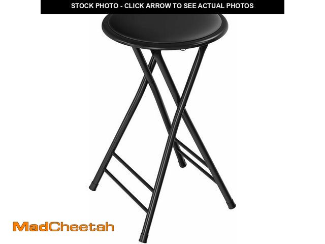 Lot 74-14348830 - Lavish Home Folding Stool - Backless 24-Inch Stool with 225lb Capacity for Kitchen or Rec Room - Por...