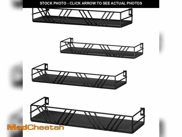 Lot 74-12711904 - Floating Shelves for Wall Set of 4, Different Sizes Mounted Wood Floating Shelf, Wall Shelves for Li...