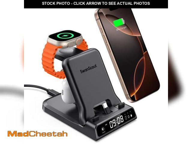 Lot 74-12221145 - SwanScout Fast Charging Station for iPhone 16 15, SwanScout 701AC, 3 in 1 Charger for Apple Watch Se...