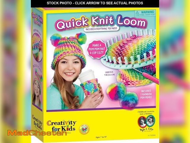 Lot 74-12325184 - Creativity for Kids Quick Knit Loom Kit - Knitting Kit for Kids, Make Your Own Pom Pom Hat and Acces...