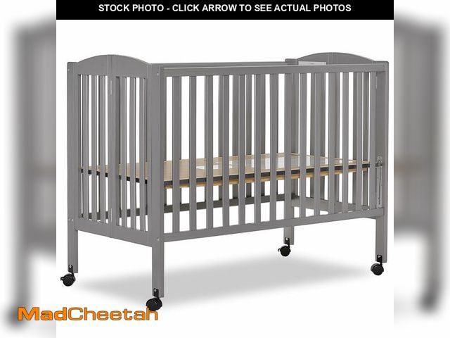 Lot 74-12762965 - Dream On Me Full-Size 2-in-1 Folding Baby Crib in Steel Grey, GreenGuard Gold &amp; JPMA, Portable, ...