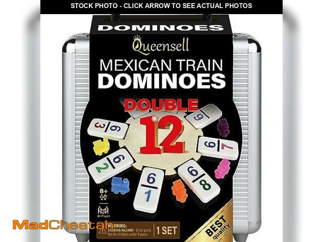 Lot 74-12330925 - Queensell Mexican Train Dominoes with Numbers, Double 12 Set for Adults and Family - 91 Tiles with A...