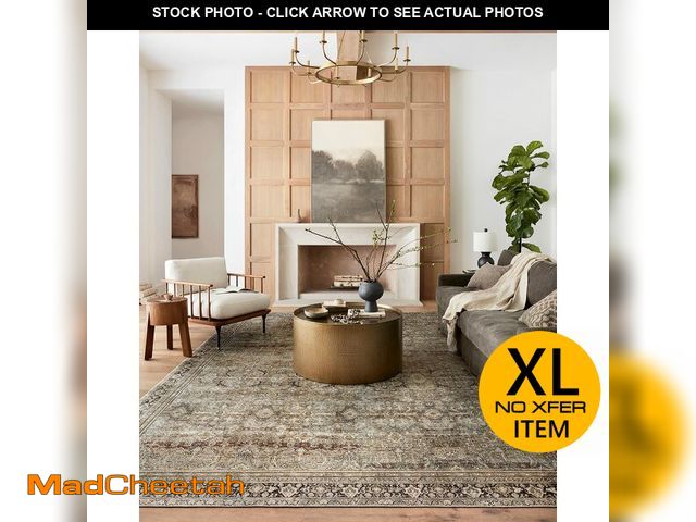 Lot 74-12784795 - Loloi Layla Collection LAY-03 Olive/Charcoal 7'-6" x 9'-6" .13" Thick Area Rug, Soft, Durable, Vinta...