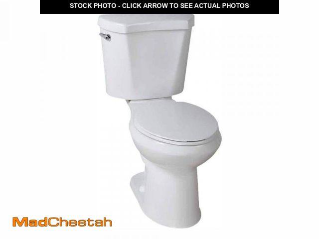 Lot 74-12519502 - Glacier Bay 12 inch Rough In Two-Piece 1.28 GPF Single Flush Elongated Toilet in White Seat Included...