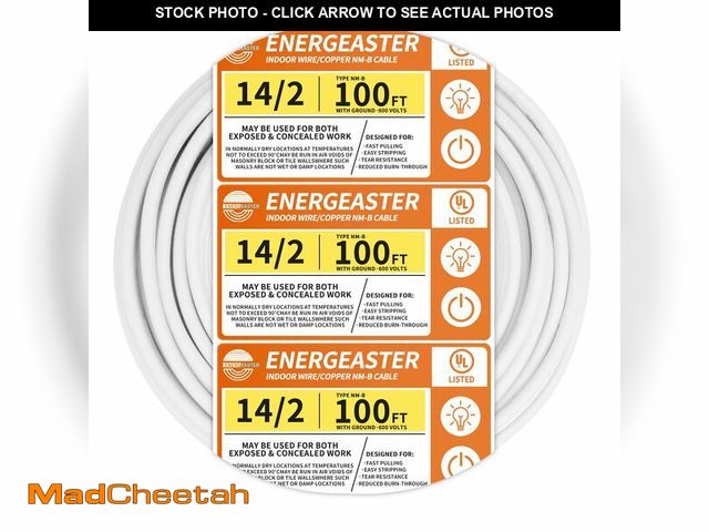 Lot 74-14208281 - Energeaster Solid Indoor 14/2 W/G NMB Cable 100ft CoilÃ¯Â¼ÅElectrical Wire 14 Gauge Wire 2 Conducto...