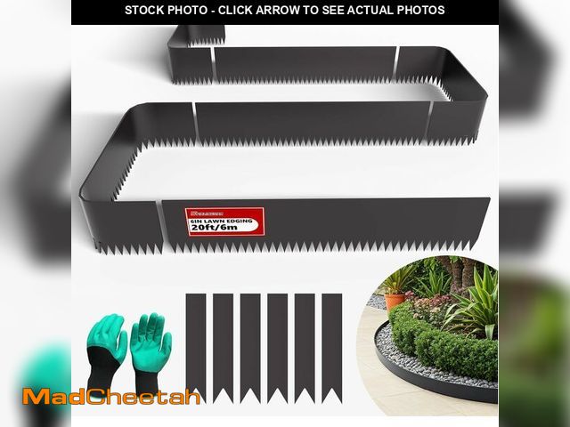 Lot 74-12761374 - 20ft. 6-Pack Galvanized Steel Landscape Edging - 40" L x 6" H Lawn Edging with 6 Stakes, Hammer-in M...