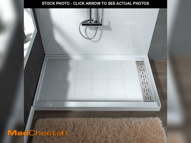 Lot 74-13561434 - WOODBRIDGE 60"L x 30"W x 4"H Shower Base,Right Drain,Non-Slip Single Threshold Shower Pan, Solid Sur...