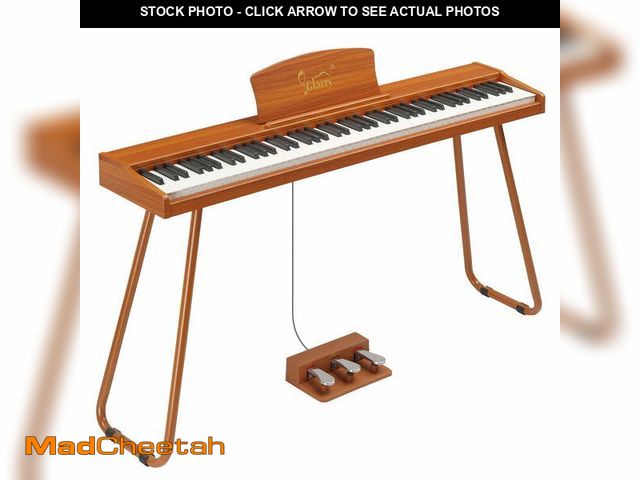 Lot 74-13774673 - Ktaxon 88 Key Digital Piano Semi Weighted Keyboard for Beginners with Triple Pedal, Headphone, Brown...